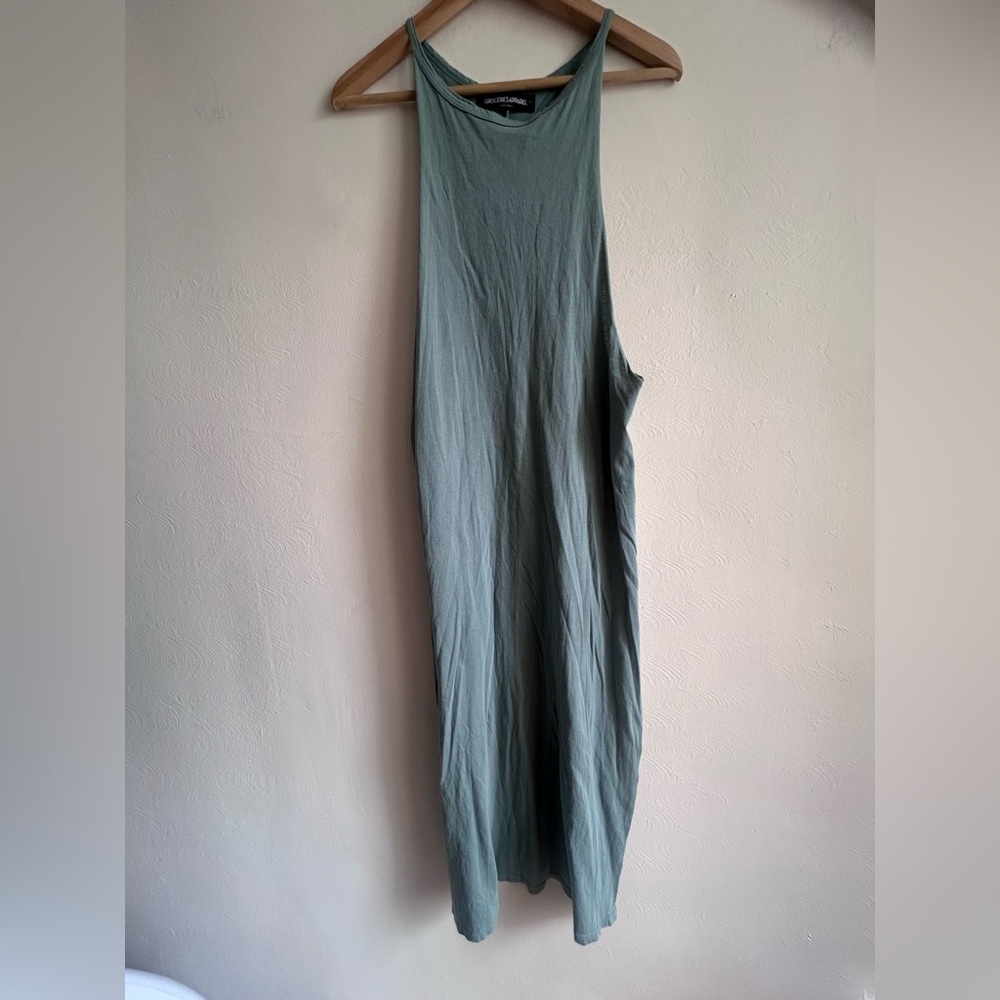 Groceries Apparel Organic Cotton Tank Maxi Dress in Sage - Featherlight/Soft, S